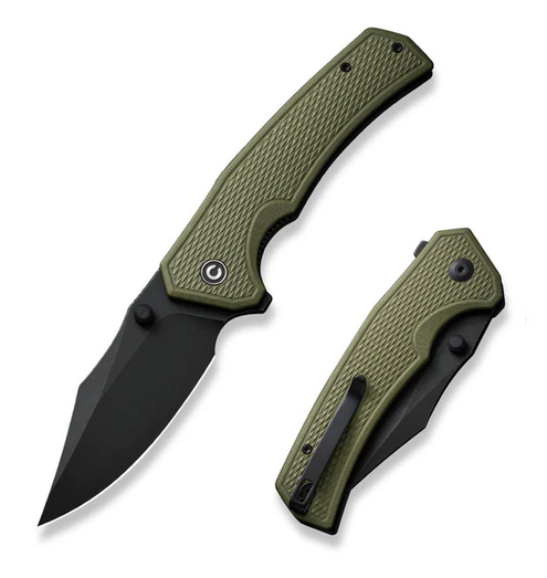 CIVIVI Vexillum Flipper Folding Knife, Nitro-V Black SW, G10 OD Green Milled, C22036-DS2