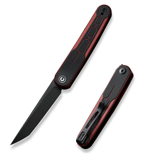CIVIVI KwaiQ Flipper Folding Knife, Nitro-V Black SW, G10 Black/Burgundy, C23015-1