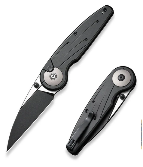 CIVIVI Starflare Button Lock Folding Knife, Nitro-V Black/Satin, Aluminum Black, 23052-1