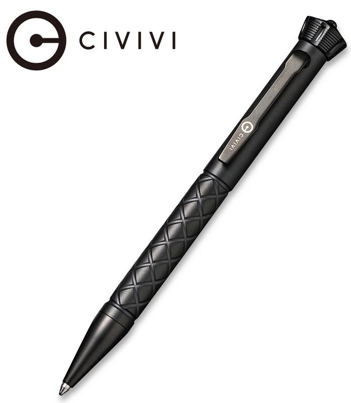 CIVIVI Coronet Pen, Titanium Black, Spinner & Glass Breaker, P-02B