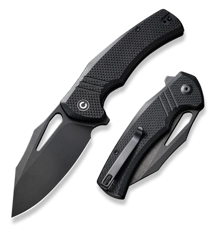 CIVIVI Bulltusk Flipper Folding Knife, 14C28N Black, G10 Black, C23017-1