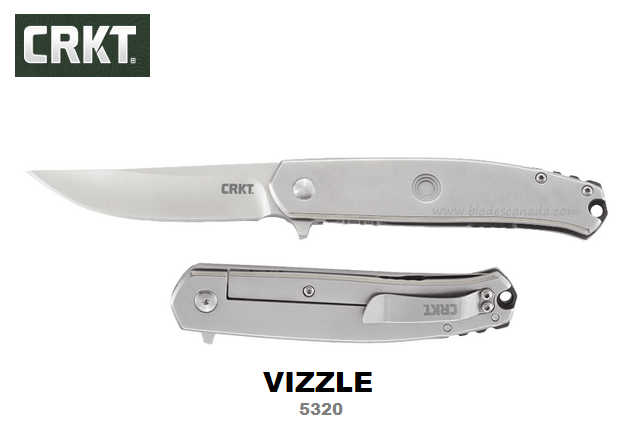 CRKT Vizzle Framelock Flipper Folding Knife, Stainless Steel, CRKT5320