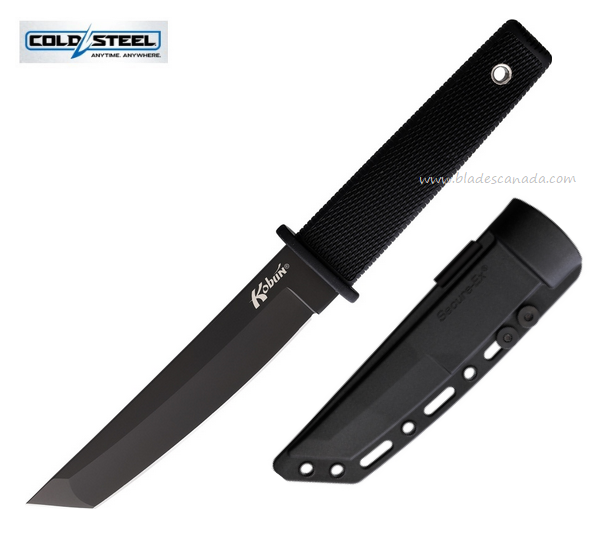 Cold Steel Kobun Fixed Blade Knife, AUS8A Black, Black Handle, 17TBKBK