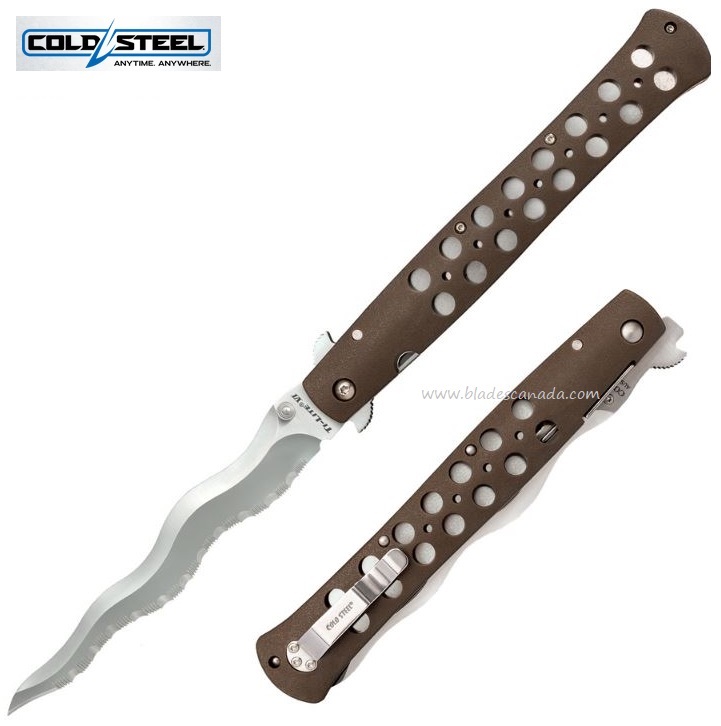 Cold Steel Ti-Lite Kris Folding Knife, 6" AUS 10A, Dark Earth Handle, 26SXK6S