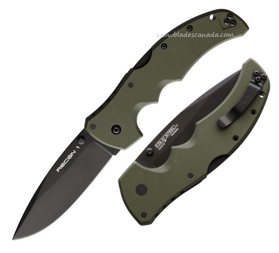 Cold Steel Recon 1 Folding Knife, CPM S35VN Black, G10 OD Green, CS27BSODBK