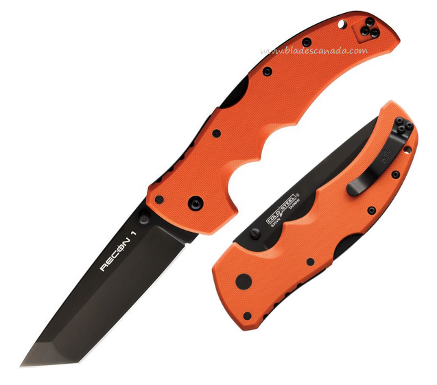 Cold Steel Recon 1 Folding Knife, CPM S35VN Black, G10 Orange, CS27BTORBK