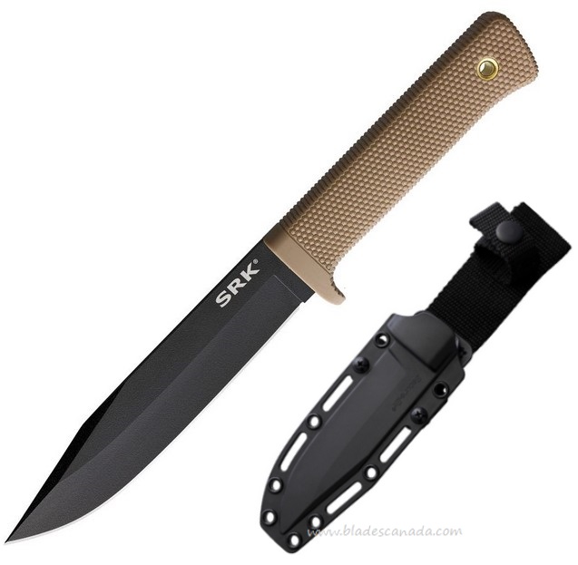 Cold Steel SRK Fixed Blade Knife, SK5 Black 6", Desert Tan, CS-49LCK-DTBK