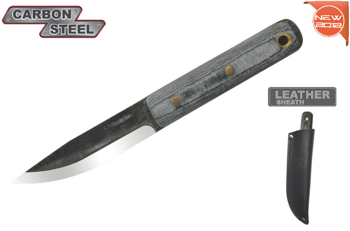 Condor Woodlaw Fixed Blade Knife, 1075 Carbon, Micarta, Leather Sheath, CTK248-4HC