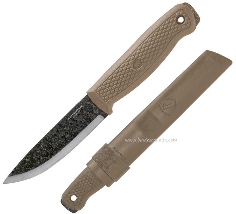 Condor Terrasaur Fixed Blade Knife, 1095 Carbon, Desert Tan Handle, CTK3944-4.1