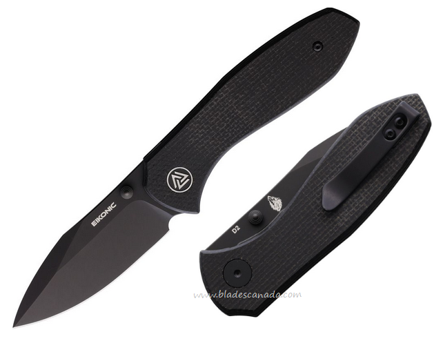 Eikonic Kasador Folding Knife, D2 Black OVD, G10 Black, 331BB