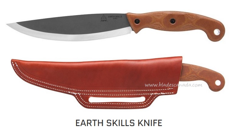 TOPS Earth Skills Fixed Blade Knife, 1095 Carbon, Micarta, ESK01