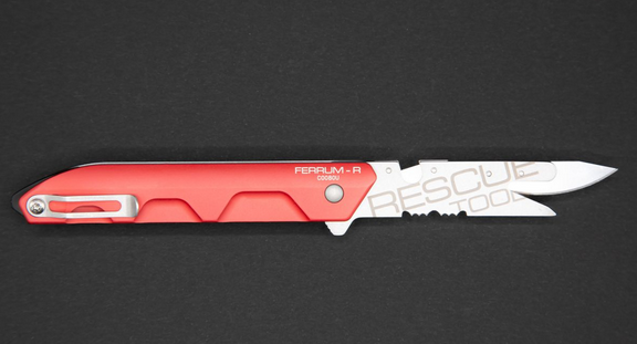 Extrema Ratio Ferrum Rescue Tool Knife, N690 SW, Aluminum Red