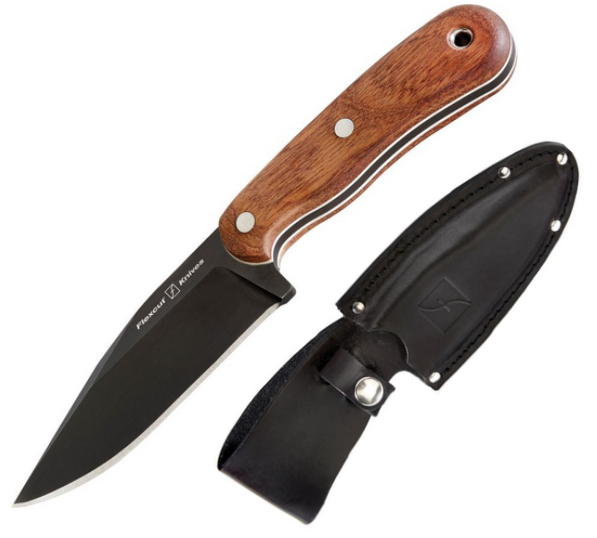 Flexcut Hawthorne Seeker Fixed Blade Knife, 1095HC Black, Sapele Wood, FLEXH4C