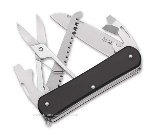 Fox Italy Vulpis Slipjoint Multitool Knife, N690, Aluminum Black, VP130-SF5 BK