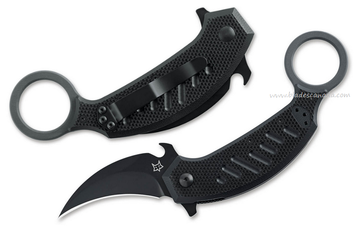 Fox Italy Rikal Flipper Folding Knife, N690 Black, G10 Black, FX-826