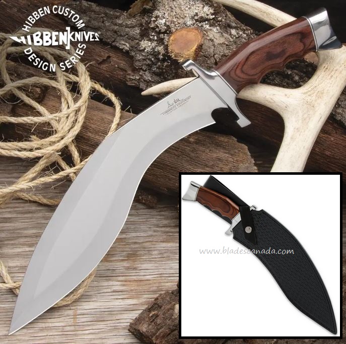 Gil Hibben Kukri Fighter Knife, Pakkawood, Leather Sheath, GH5095