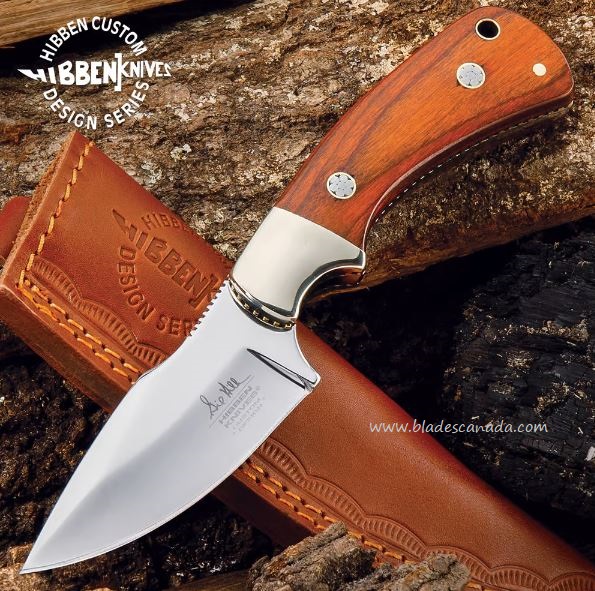 Gil Hibben Diamondback Fixed Blade Knife, Wood Handle, Leather Sheath, GH5100