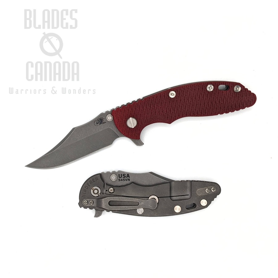 Hinderer XM-18 3.5 S45VN Bowie Tri-Way Working Finish - Red G10