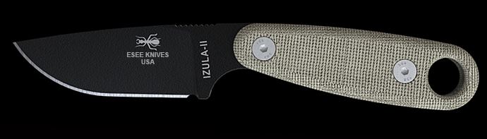 ESEE Izula II Fixed Blade Knife, 1095 Carbon, Canvas Micarta, Molded Sheath
