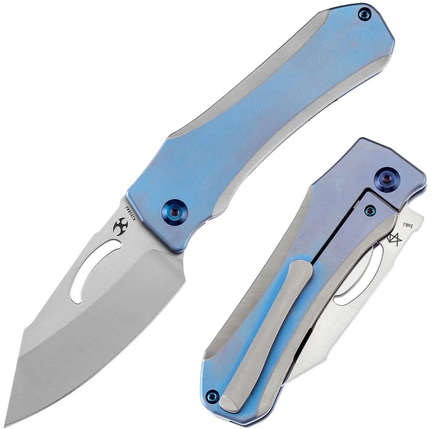 Kansept Loki Framelock Folding Knife, CPM-S35VN, Blue Titanium Handle, K1058A2