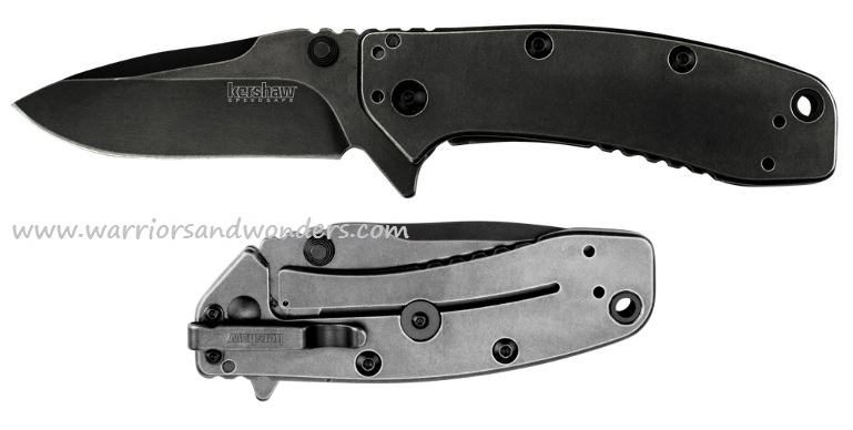 Kershaw Cryo II Hinderer Flipper Framelock Knife, Assisted Opening, Stainless Handle, K1556BW