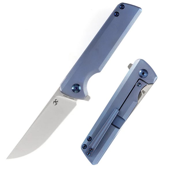 Kansept Anomaly Flipper Framelock Knife, CPM-S35VN, Titanium Blue, K2038A3