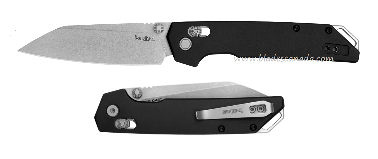 Kershaw Iridium DuraLock Folding Knife, D2 Reverse Tanto, Aluminum Black, 2038R