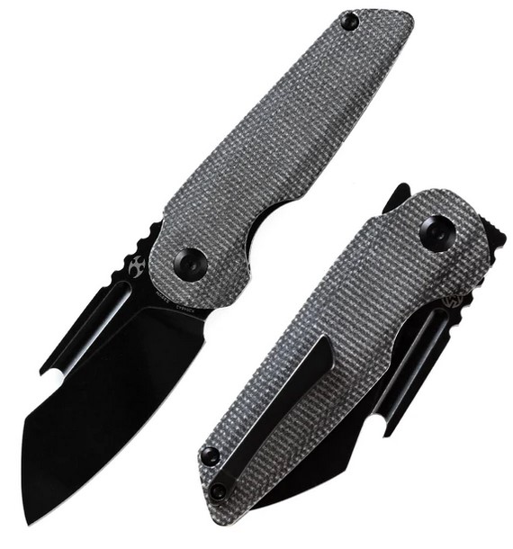 Kansept Rafe Flipper Folding Knife, CPM-S35VN, Micarta Black, K2048A2