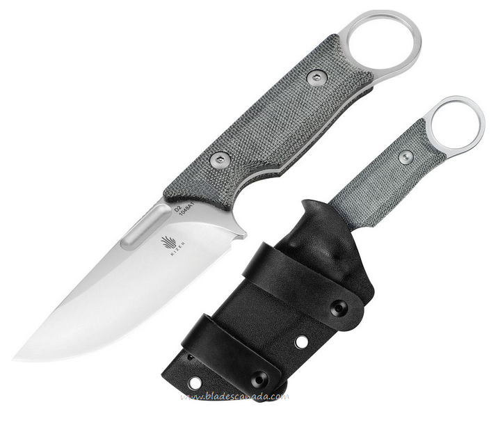 Kizer Cabox Fixed Blade Knife, D2 Satin, Micarta Black, Kydex Sheath, KI1048A1