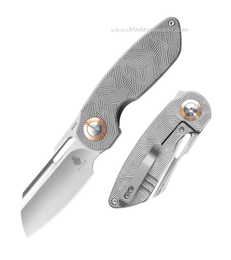 Kizer October Flipper Framelock Knife, CPM 20CV Satin, Titanium Grey, 3569A1