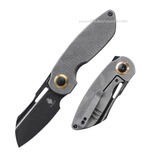 Kizer October Flipper Framelock Knife, CPM 20CV Black SW, Titanium Grey, 3569A2