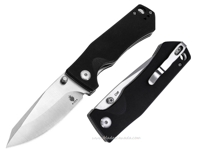 Kizer Cliff Folding Knife, Satin Blade, G10 Black, KIL4007A1