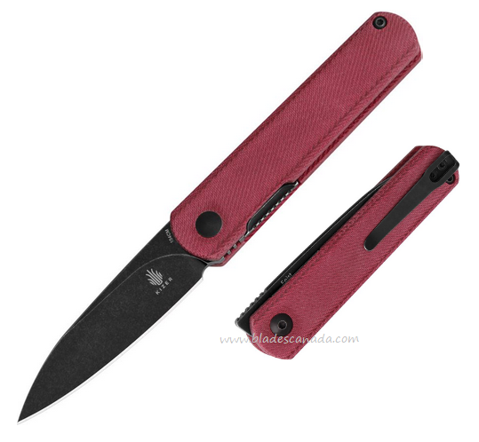 Kizer Feist Folding Knife, 154CM Black SW, Micarta Red, KIV3499C3