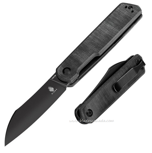 Kizer Klipper Folding Knife, 154CM Black SW, Micarta Black, KIV3580C2