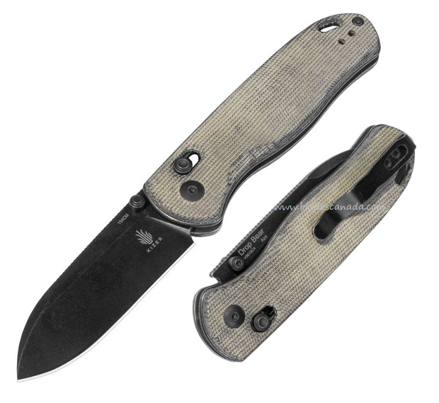 Kizer Drop Bear Folding Knife, 154CM Black SW, Micarta Grey, V3619C4