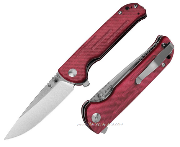 Kizer Justice Flipper Folding Knife, N690 Satin, Micarta Red, KIV4543N5