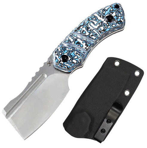 Kansept Korvid S Fixed Blade Knife, CPM S35VN, Carbon Fiber White/Blue, Kydex Sheath, G2030A6