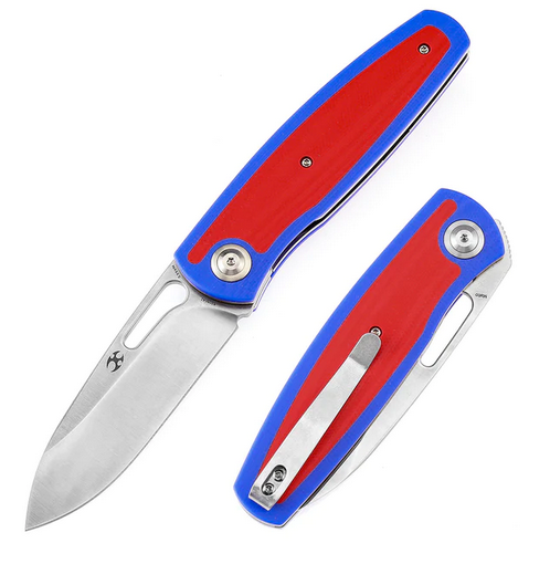 Kansept Mato Folding Knife, CPM S35VN Satin, G10 Blue/Red, K1050A1