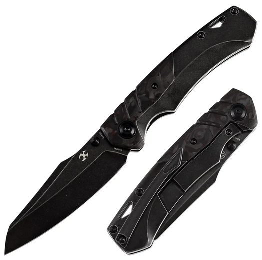Kansept Weim Framelock Folding Knife, CPM S35VN Black, Titanium Black/Carbon Fiber Red, K1051A5