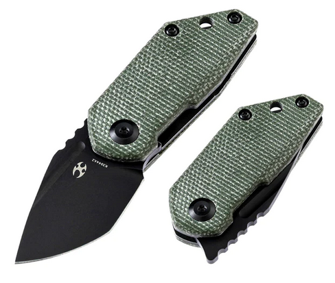 Kansept RIO Flipper Folding Knife, M390 Black, Micarta Green, K3044A2
