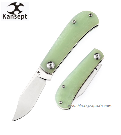 Kansept Bevy SlipJoint Folding Knife, 154CM, G10 Natural Jade, T2026S3