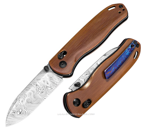 Kizer Drop Bear Clutch Lock Folding Knife, Damasteel, Westinghouse Micarta, KI3619L1