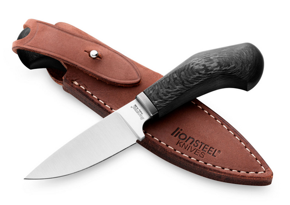 Lion Steel Willy Fixed Blade Knife, M390 Satin, Carbon Fiber, Leather Handle, WL1 CF