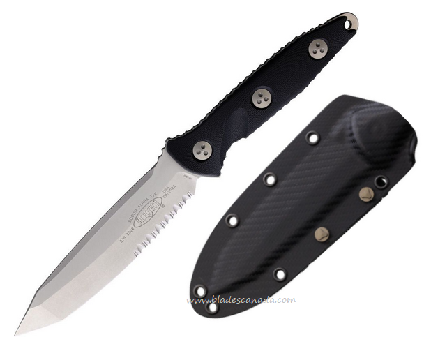 Microtech Socom Alpha T/E P/S Fixed Blade Knife, M390 SW, G10 Black, 114-11