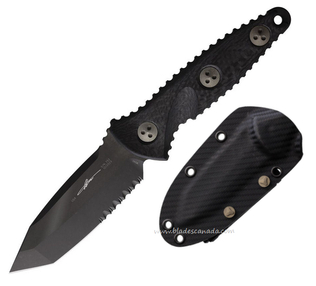 Microtech Socom Alpha Mini T/E Fixed Blade Knife, Black Blade, Carbon Fiber, MCT114M2DLCCFS