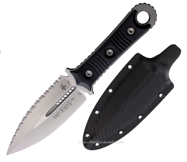 Microtech SBD Fixed Blade Dagger Knife, Premium Steel SW, G10 Black, Kydex Sheath, 20112
