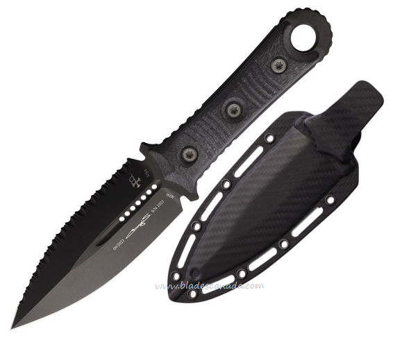 Microtech SBD DE Fixed Blade Dagger, M390 Black, Carbon Fiber, MCT2013DLCCFS