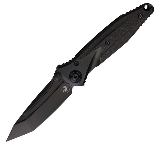 Microtech Socom Bravo Framelock Knife, Steel Black, Titanium Black/CF, 2611DLC