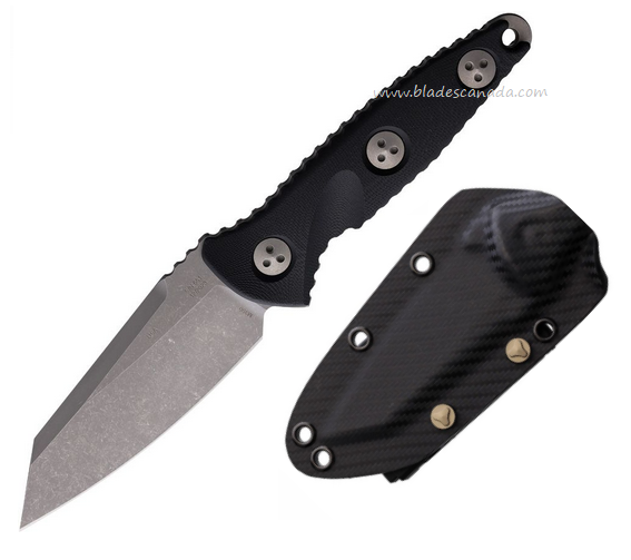 Microtech Socom Alpha Mini Warcom Fixed Blade Knife, M390 Apocalyptic, G10 Black, 93M-10AP