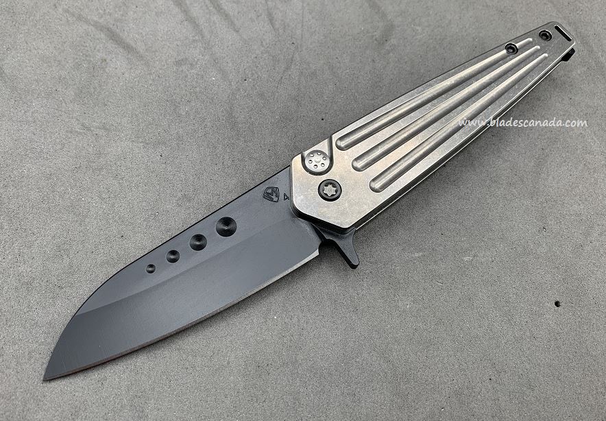 Medford Nosferatu Flipper Folding Knife, S45VN Black PVD, Titanium Tumble